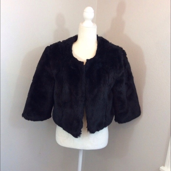 LC Lauren Conrad | Jackets & Coats | Lc Lauren Conrad Black Plush Faux ...